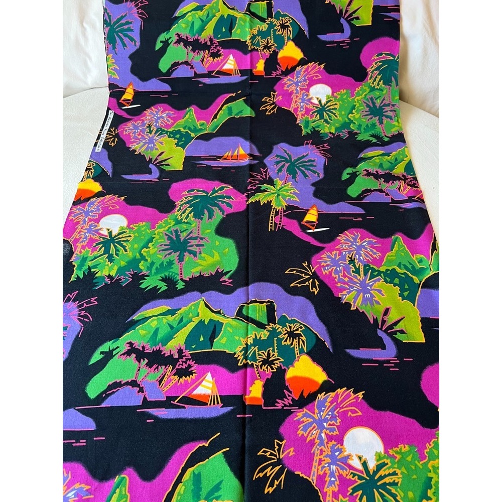 Fabric - VTG 80s 90s Alexander Henry Day-Glo Neon Beach Island Washed 34" x 42"